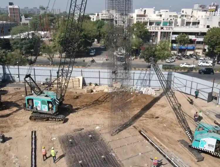 A top-angle image of a diaphragm wall construction site